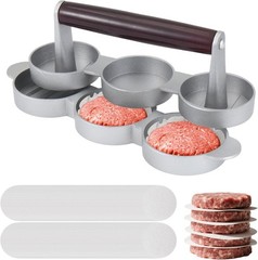 Mini Burger Press Small Meat Patty Maker 200 Papers 3 Slots 2.56 Inch Mold