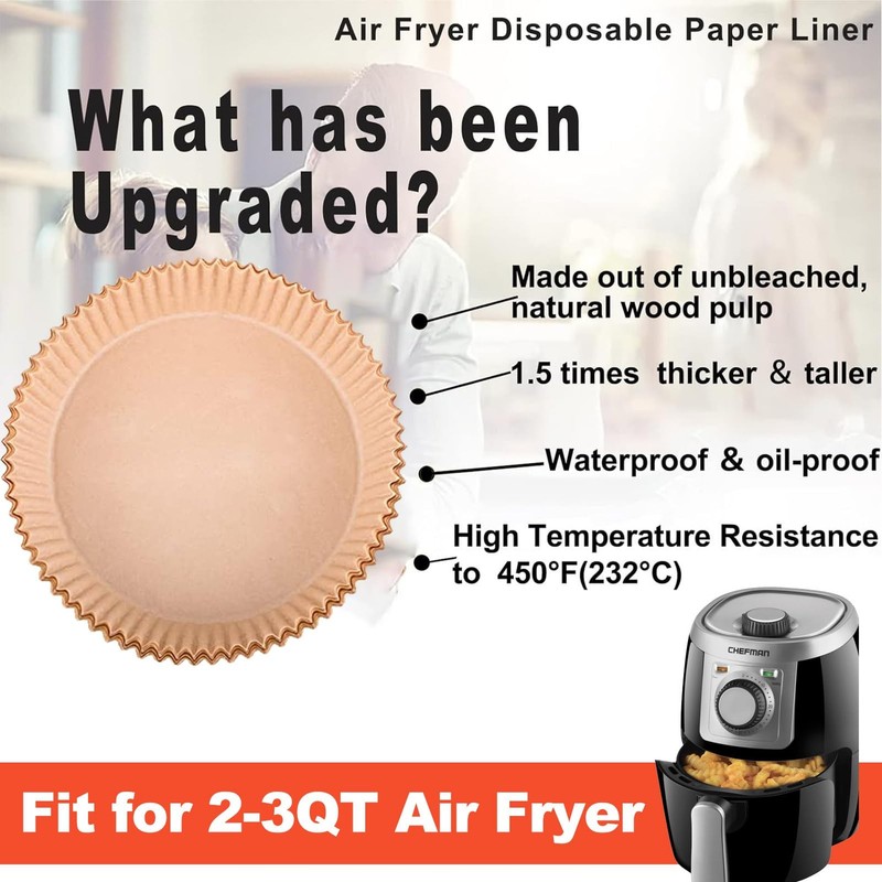 Small Air Fryer Liners Disposable for 2 3qt 6.3" Round 120pcs, Natural gallery