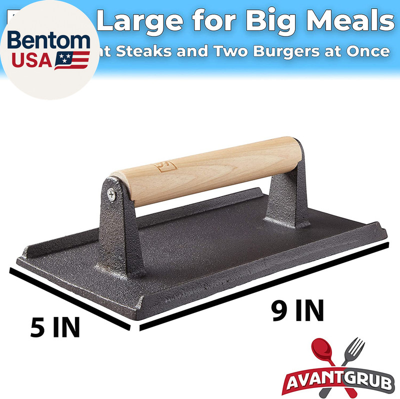 Pro Grade, Pre Seasoned Cast Iron Grill Weight 2Pk. Heavy Duty Steak and Burger gallery