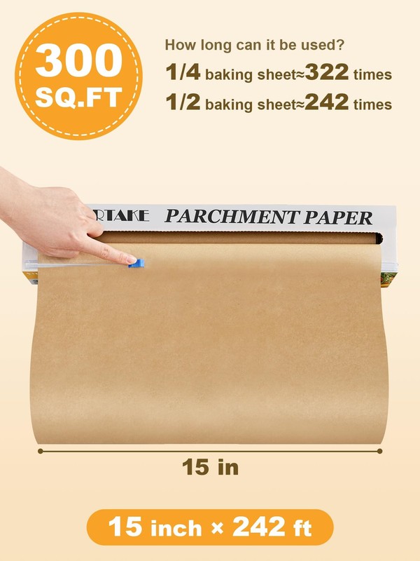 SMARTAKE Parchment Paper Roll for 15 inch x 242 ft, 300 sq.ft, Unbleached gallery
