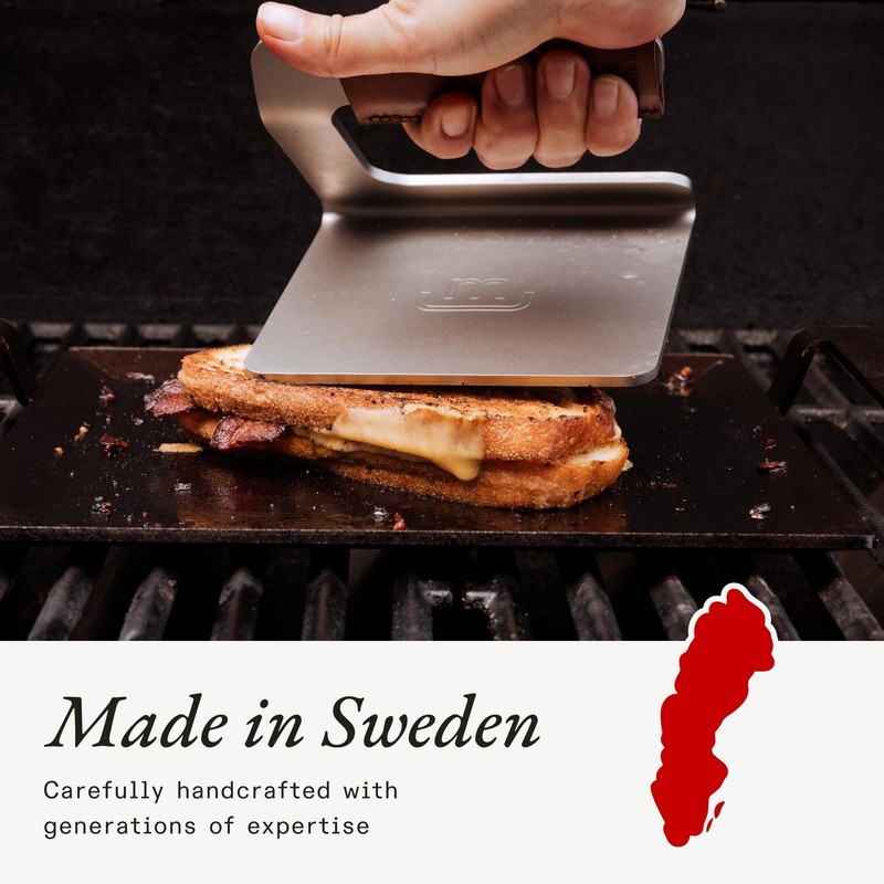 Grill Press with Stainless Steel Construction & Removable Leather Handle Cover gallery