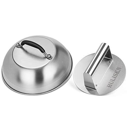 Cheese Melting Dome & Smashed Burger Press 9 Inch Heavy Duty Round Basting Cover