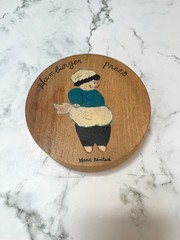 Vintage Mid- 20th Century Hand-painted Wooden Hamburger Press