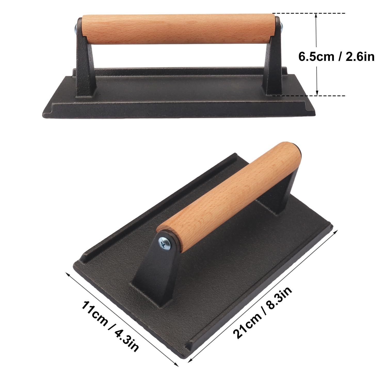 3 Packs 8.26X4.3 Inch Cast Iron Grill Press Set Heavy Duty Steak and Burger gallery