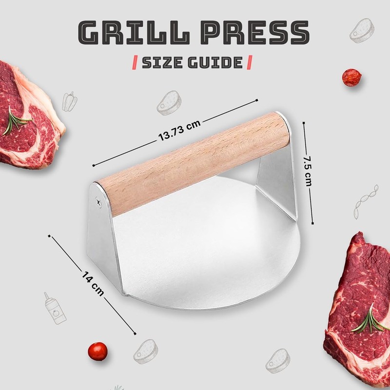 Stainless Steel Smash Burger Press Kit Hamburger Bacon Steak and Meat Smasher gallery