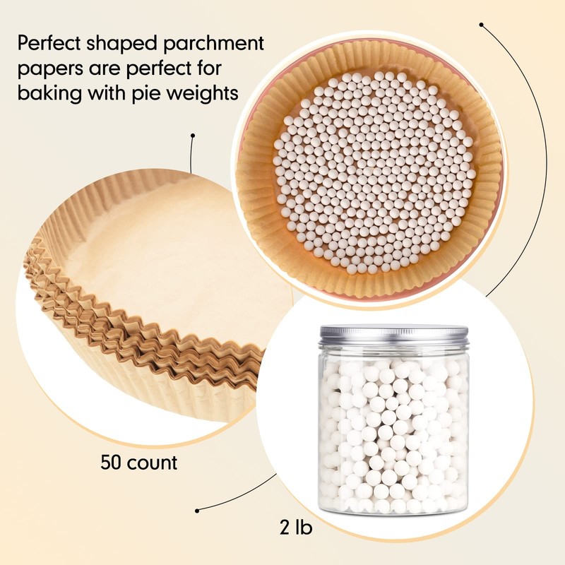 1 Pack 2 lb White Pie Weights for Baking Crust Reusable 7.87 inches, gallery