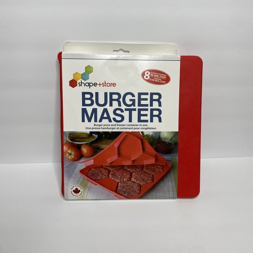 Burger Master 8-in-1 Burger Press and Freezer Container Shape+Store Dishwasher