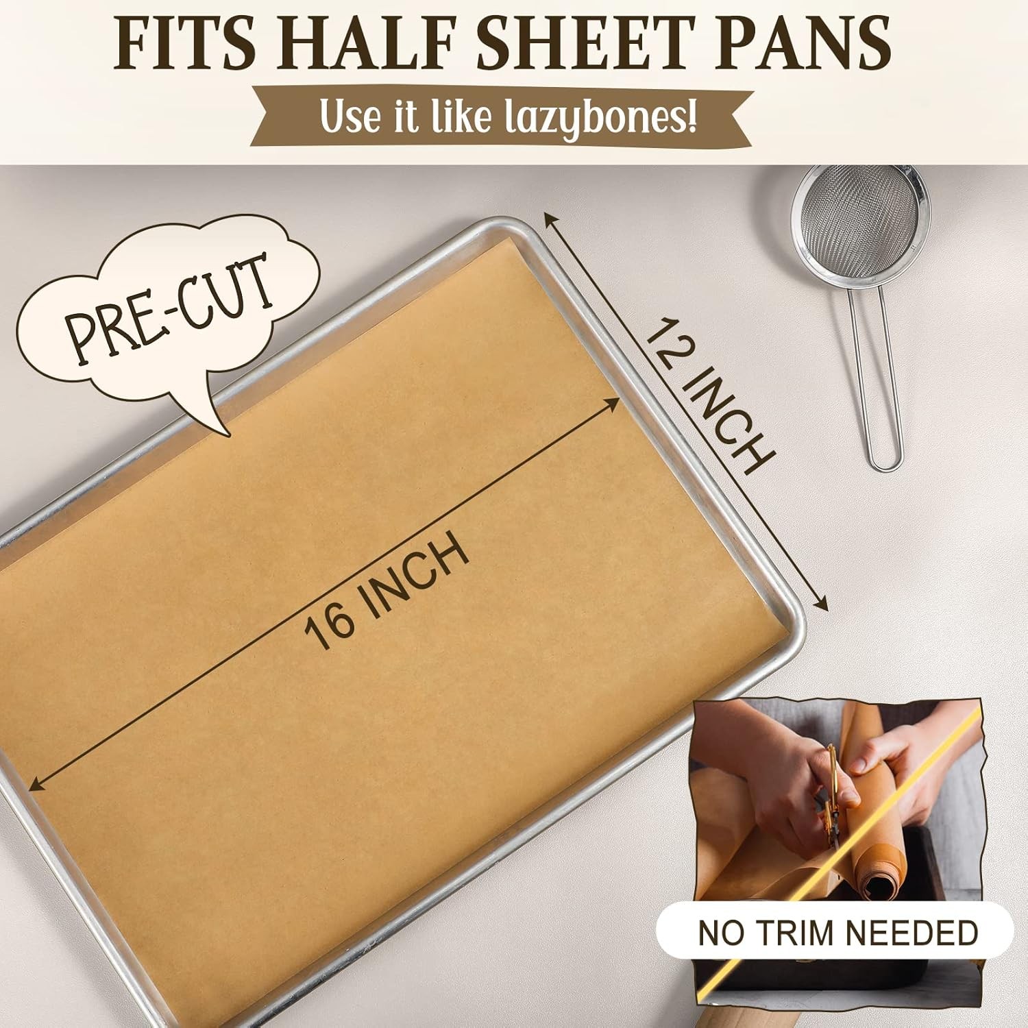 VITEVER Parchment Paper Sheets, Unbleached Baking 12 x 16 inches gallery