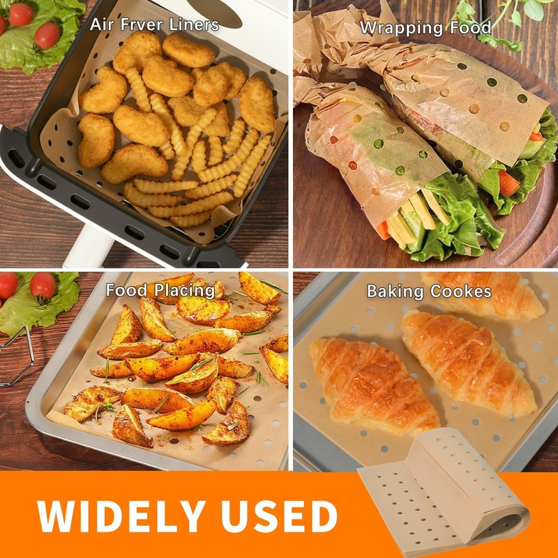 MEIYA Air Fryer Liners Disposable, 180Pcs Parchment Paper Sheets Large, Brown gallery