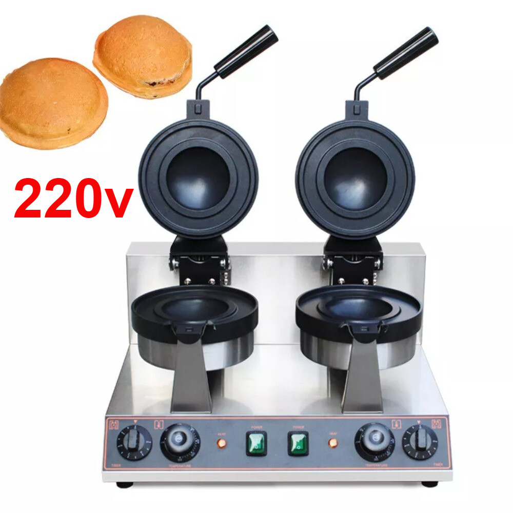 220V Ice Cream Burger Maker UFO Double Head Ice Cream Filling Waffle Maker
