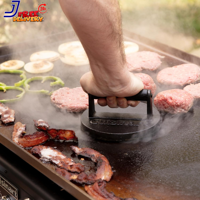 6.5" Cast Iron Smashed Burger Press Juicy and Crispy Burgers for Bbqs Cookouts gallery
