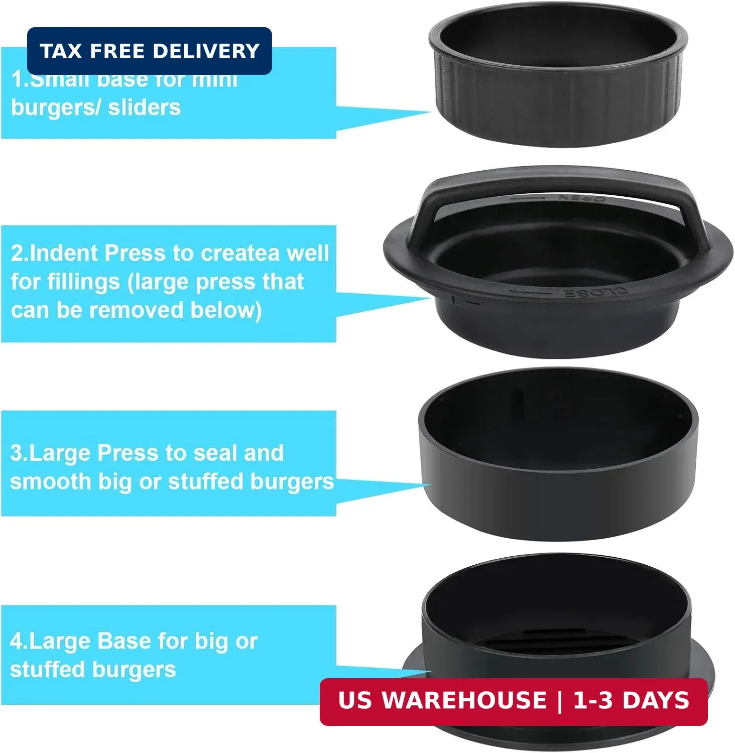 3 in 1 Stuffed Burger Press Patty Maker Rings Molds Kit, Non Stick Stuffer Hambu gallery