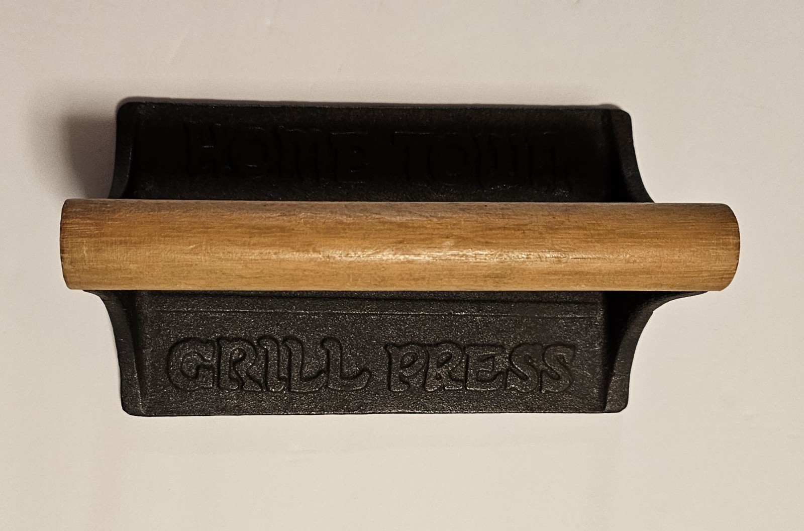 Vintage Cast Iron Home Town Grill Press W/Wooden Handle--SHIPS FREE! gallery
