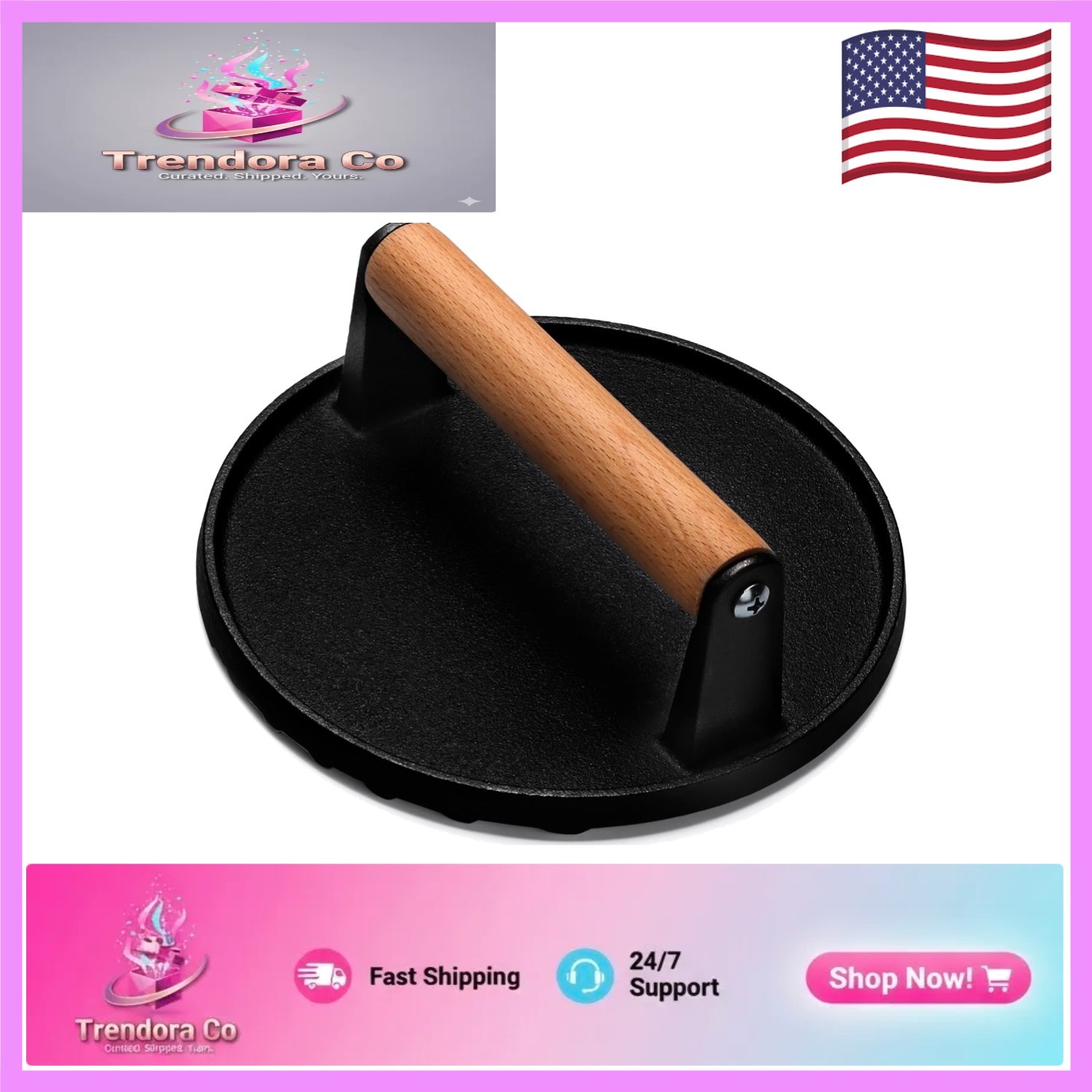Heavy-Duty 7" Cast Iron Smash Press for Delicious Grilled Burgers and Sandwiches gallery