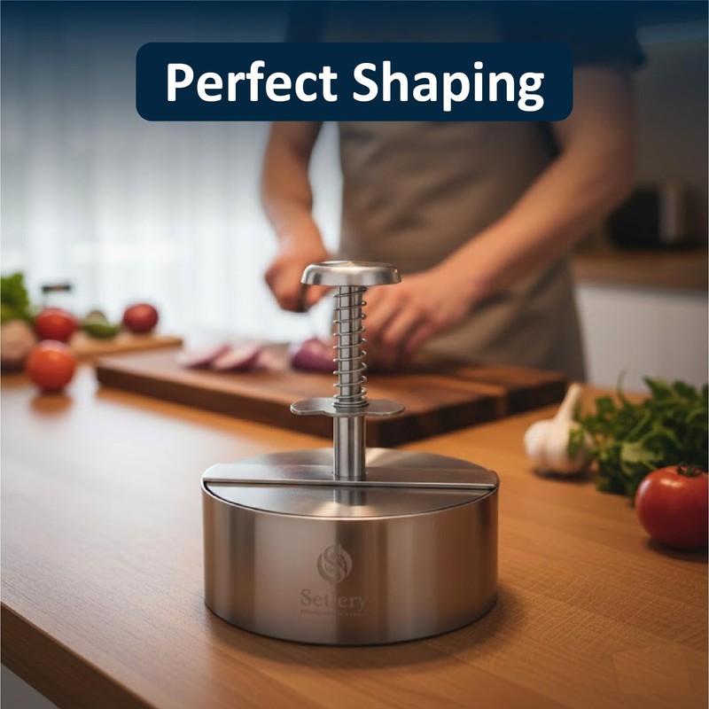 304 Stainless Steel Burger Press Patty Maker – 4.5" Heavy Duty Hamburger M gallery