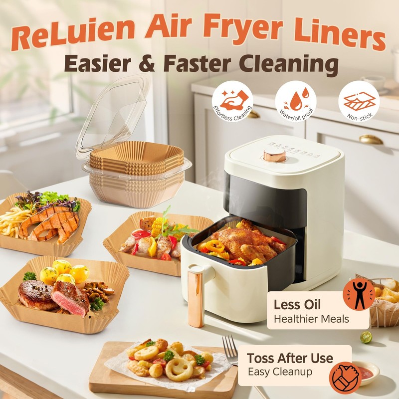 Air Fryer Liners Disposable, 125Pcs Parchment 8Inch-Square-125PCS, Yellow gallery