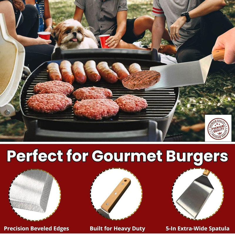 Gamalou® Smashed Burger Press BBQ Kit: 7" round & 8.2X4.3 Rectangle Cast Iron Ba gallery