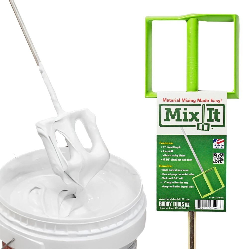 Buddy Tools Mix It, 18" Length – Mud Mixer with Durable ABS Paddle –