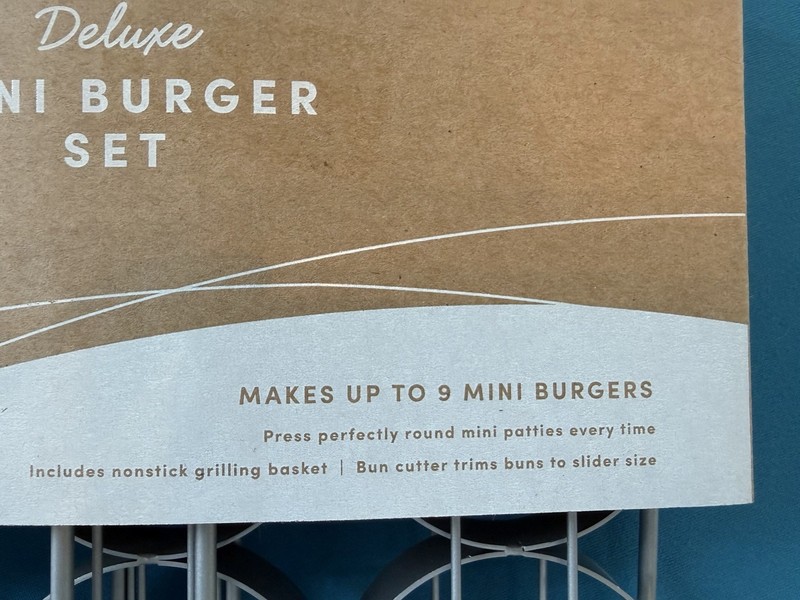 Deluxe Mini Burger Set, 9 Burgers, From World Market, Bun Cutter & Patty Maker gallery