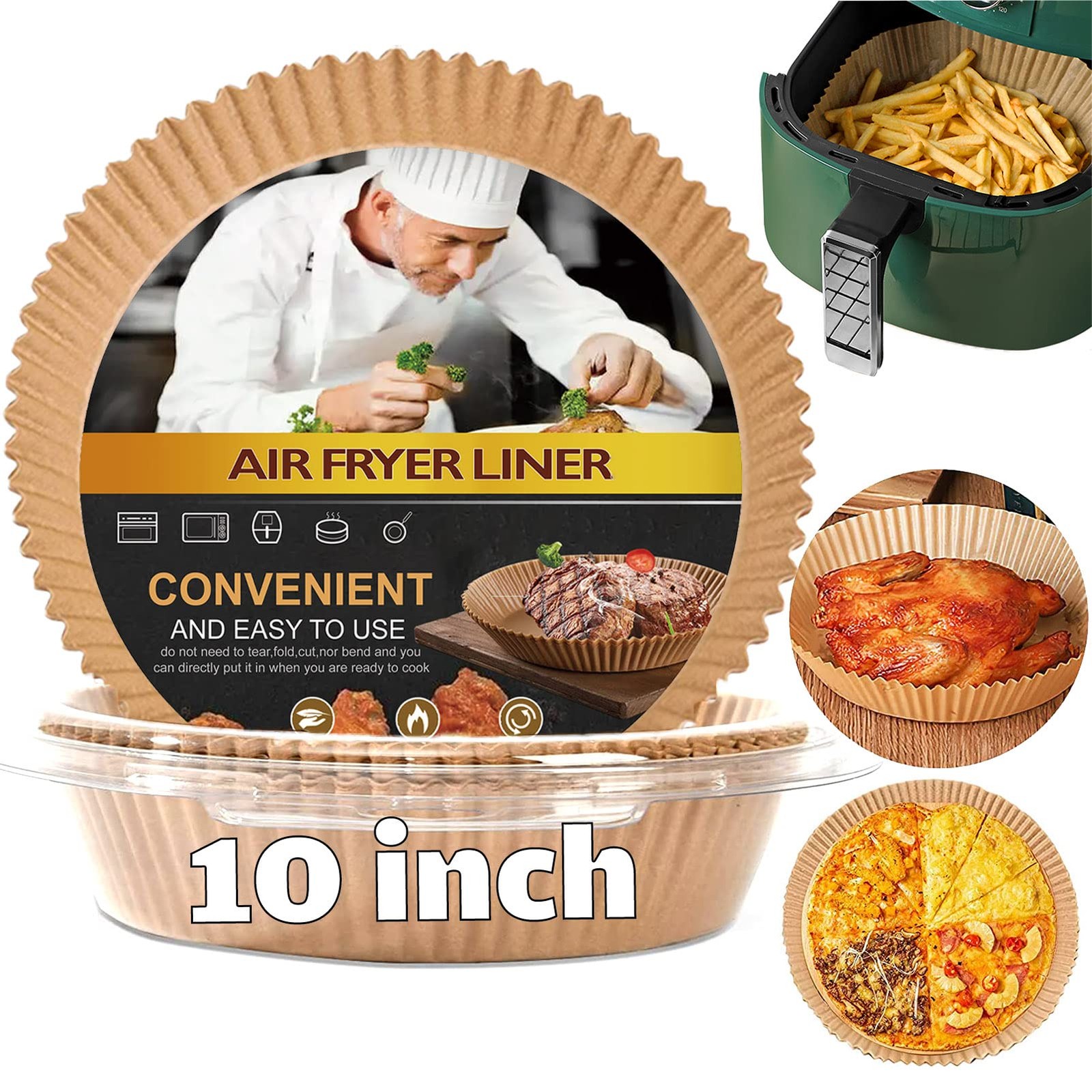 Large Air Fryer Disposable Paper Liner Round, 10 Inch Parchment 10" Round gallery