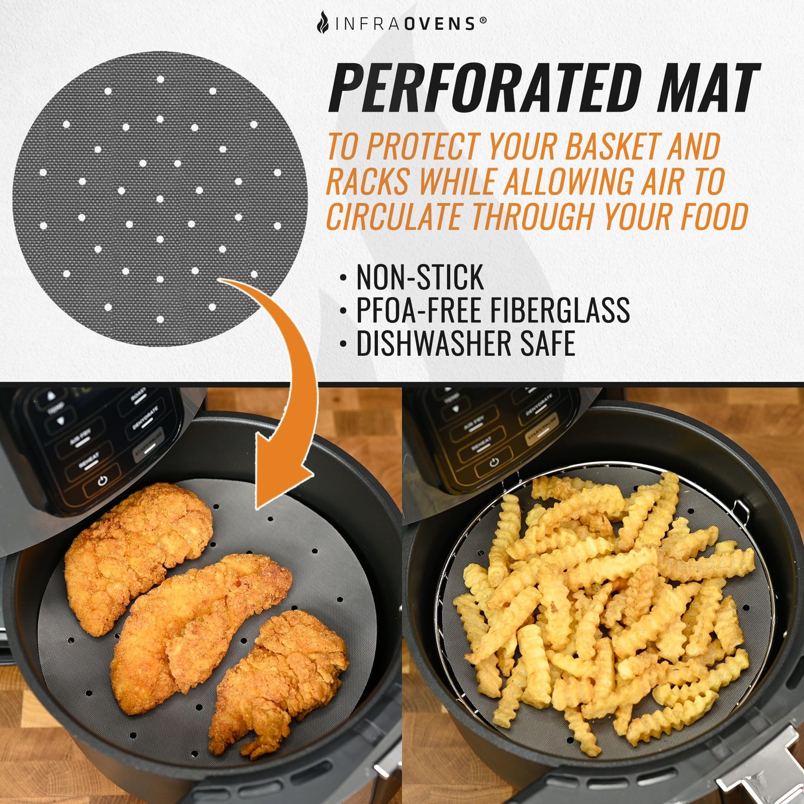 INFRAOVENS Air Fryer Liners Round Reusable Replacement for Small, Black gallery