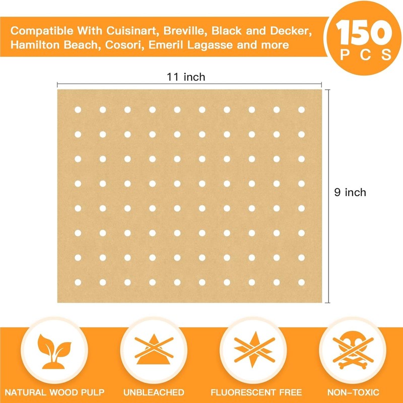 Air Fryer Disposable Parchment Paper Liners: 150pcs Airfryer Liners 9x11... gallery