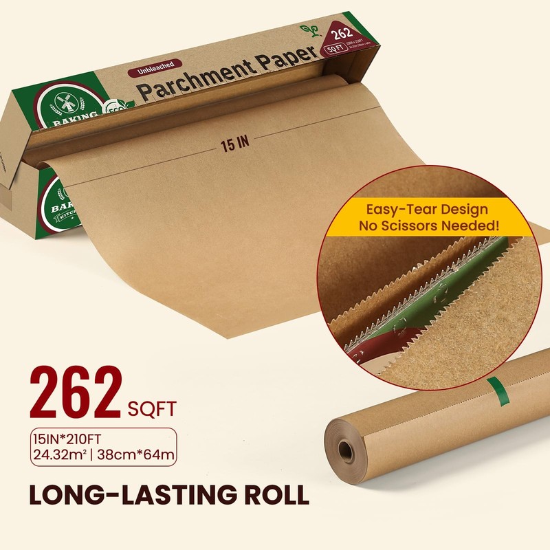 Unbleached 15in x 210ft Parchment Paper Roll for Baking- 15 x 210, gallery