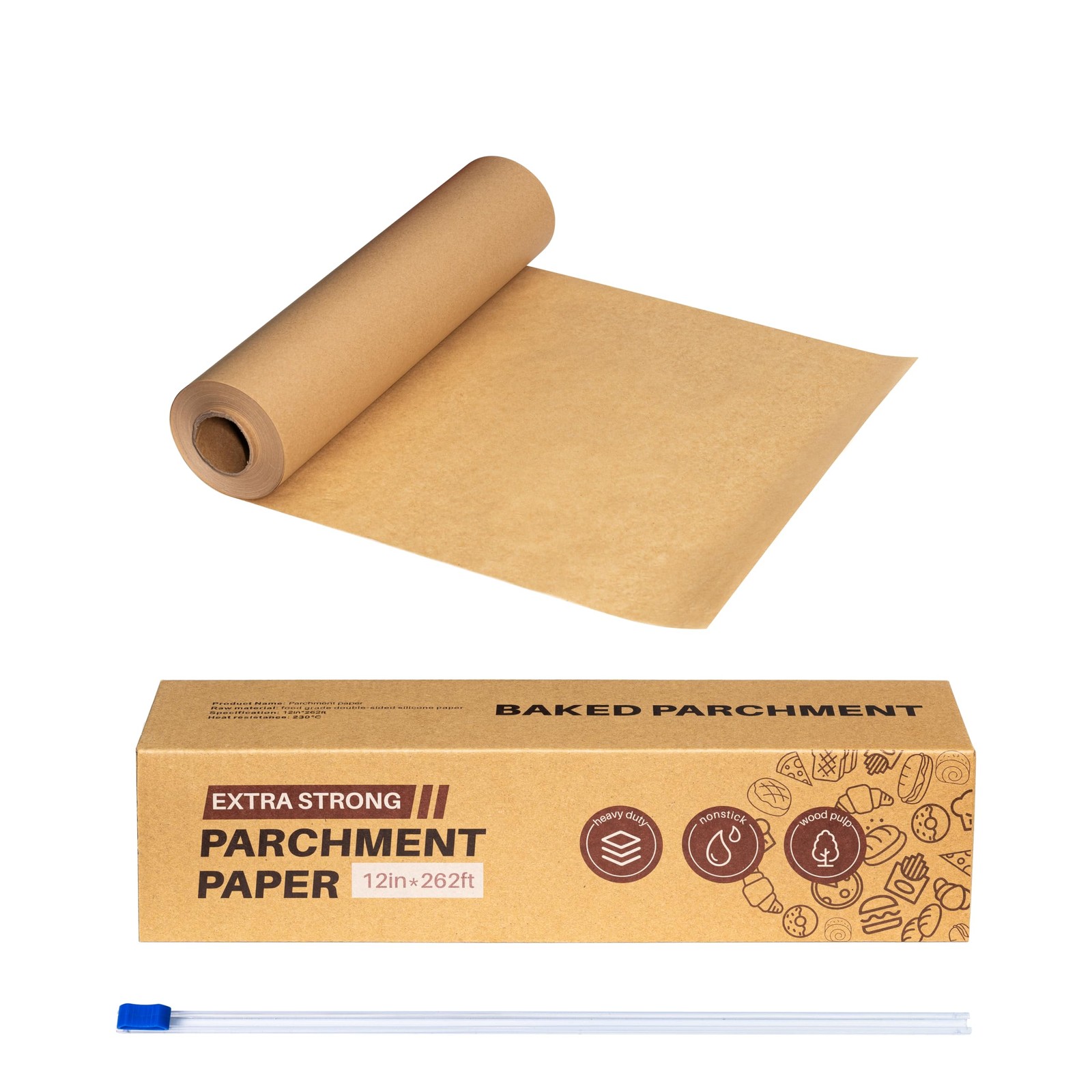 Unbleached 12in x 262ft Parchment Paper Roll with x 262ft, Brown gallery