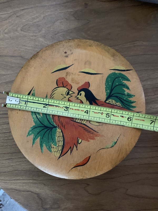 Hamburger Press Rooster Chicken Wood Kitchen Tool Midcentury Country Folk Art gallery