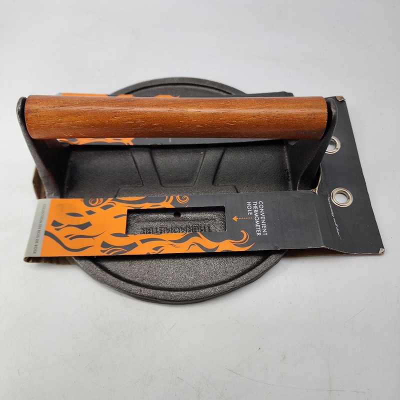 Heavy Duty Cast Iron Grill Press 7 In round Flat Burger Bacon Smasher 7" gallery