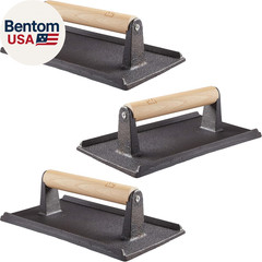 Pro Grade, Pre Seasoned Cast Iron Grill Weight 3Pk. Heavy Duty Steak and Burger