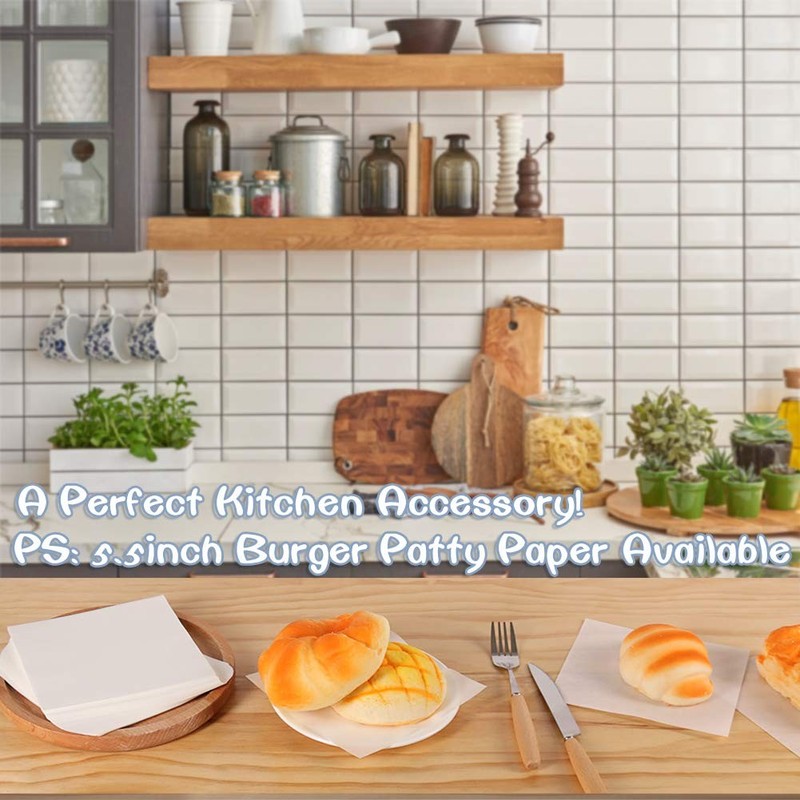 Parchment Paper Squares, 4x4 Inch, Set of 300, Small Hamburger 4 inch, White gallery
