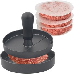 Non-Stick Burger Patty Maker Aluminium Adjustable Thickness W/ Patty Paper New