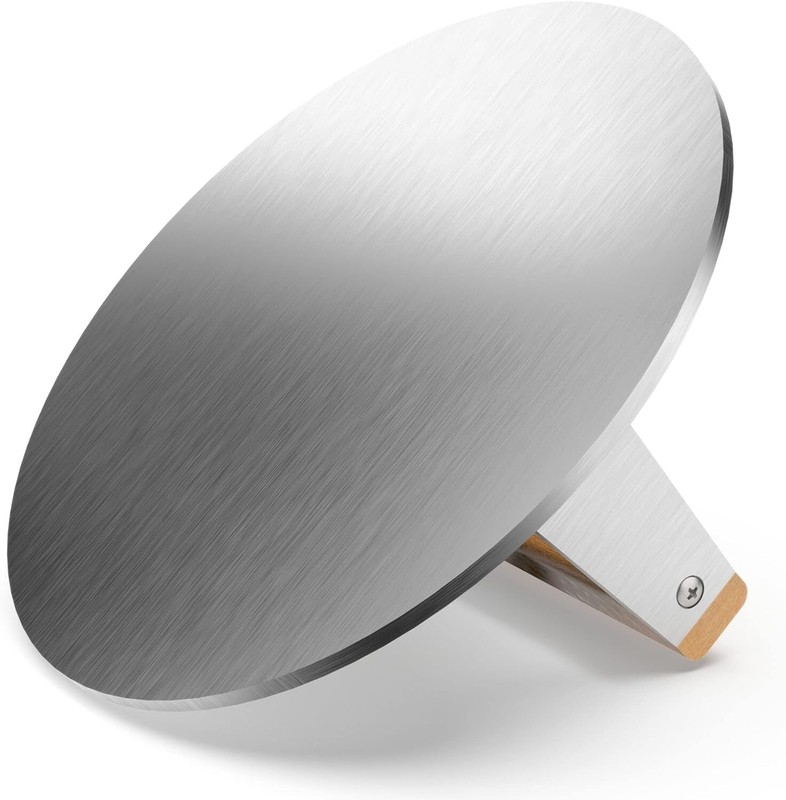 Heavy-Duty Stainless Steel Grill Press - 9 Inches Round Steak Weight with Woo... gallery