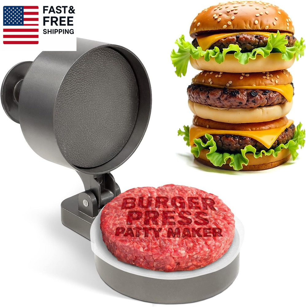 Burger Press Patty Maker – Adjustable Thickness (1/4 Lb to 3/4 Lb) with Ejector