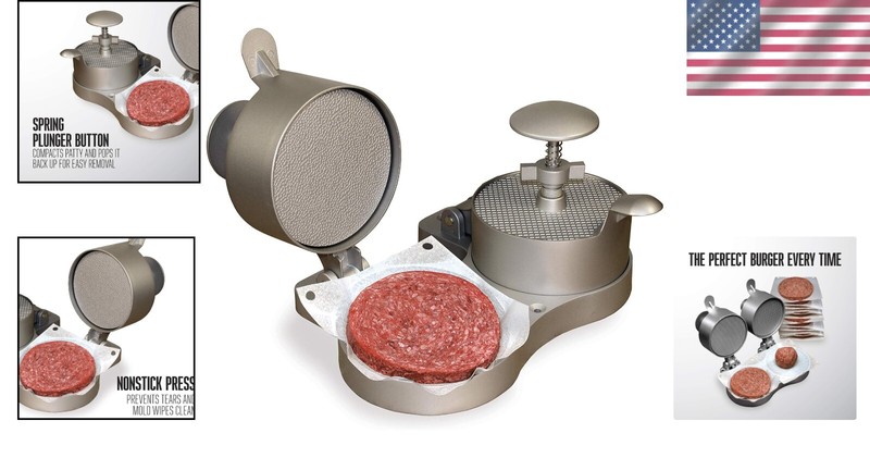 Nonstick Double Burger Press Makes 4.5" Patties for Perfectly Packed Burgers gallery