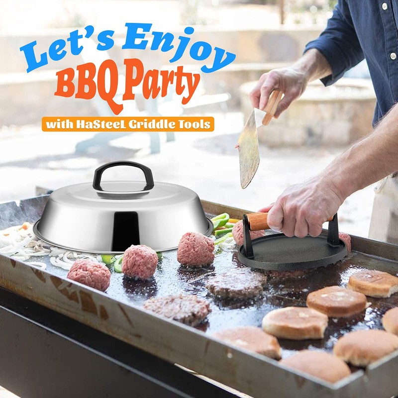 Heavy Duty Cheese Melting Dome & Cast Iron Grill Press for Flat Top Cooking gallery