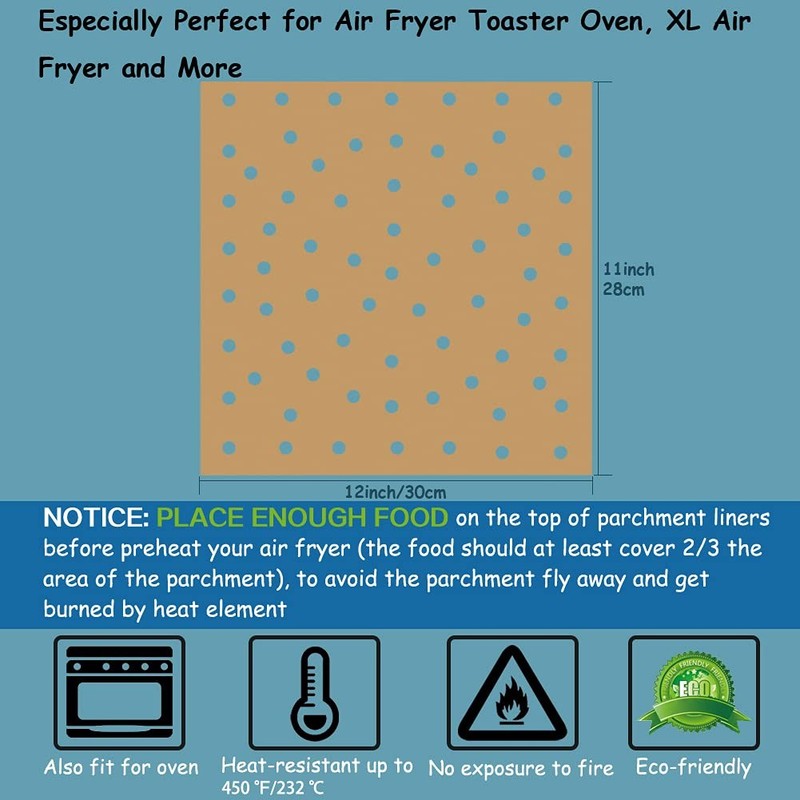 BYKITCHEN Air Fryer Oven Liners, 11x12 Inches, Nonstick 11x12inch, Brown gallery