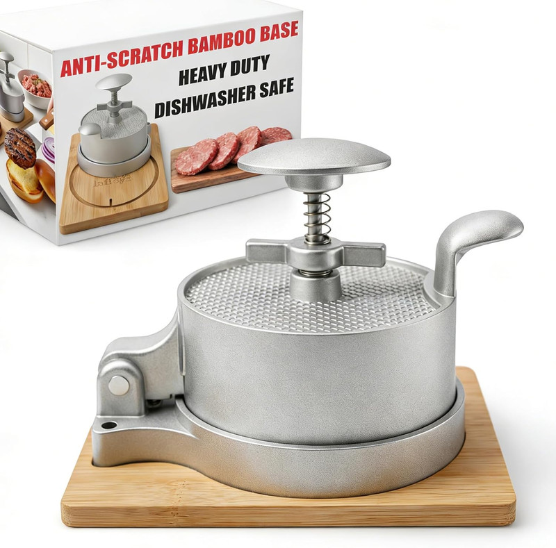 Heavy Duty Hamburger Press Patty Maker, Adjustable 1/4 to 3/4 Lb Meat Mold, Deta gallery