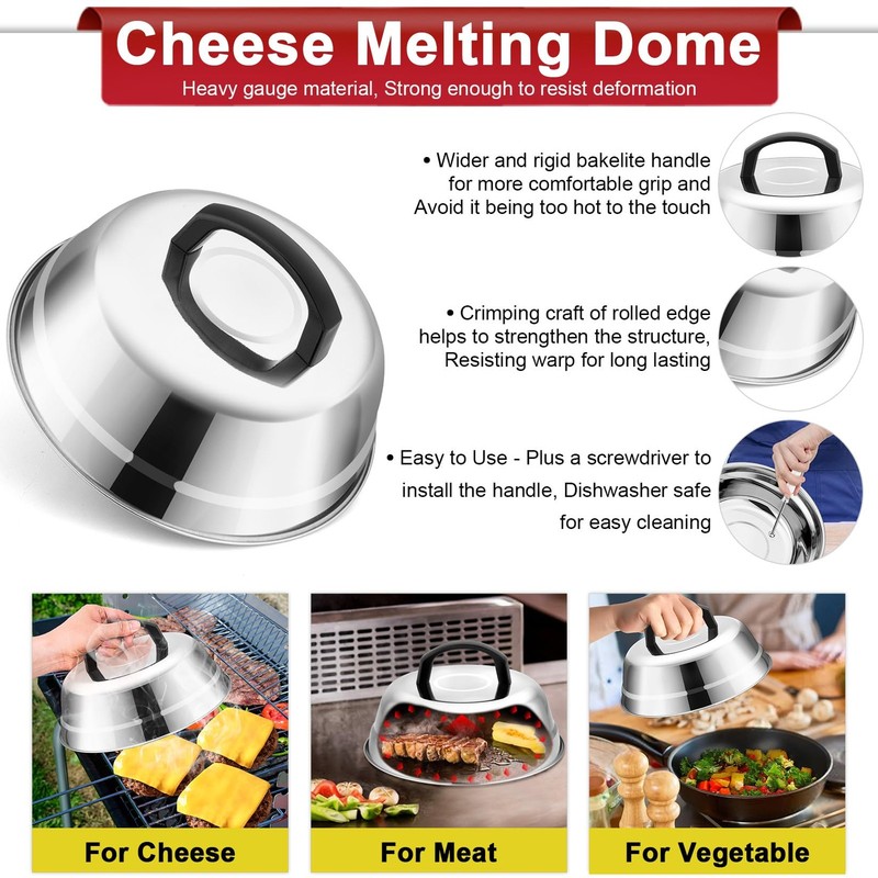 Smash Burger Kit Griddle Accessories 6Pcs, 9in Basting Cover with Grill Spatu... gallery