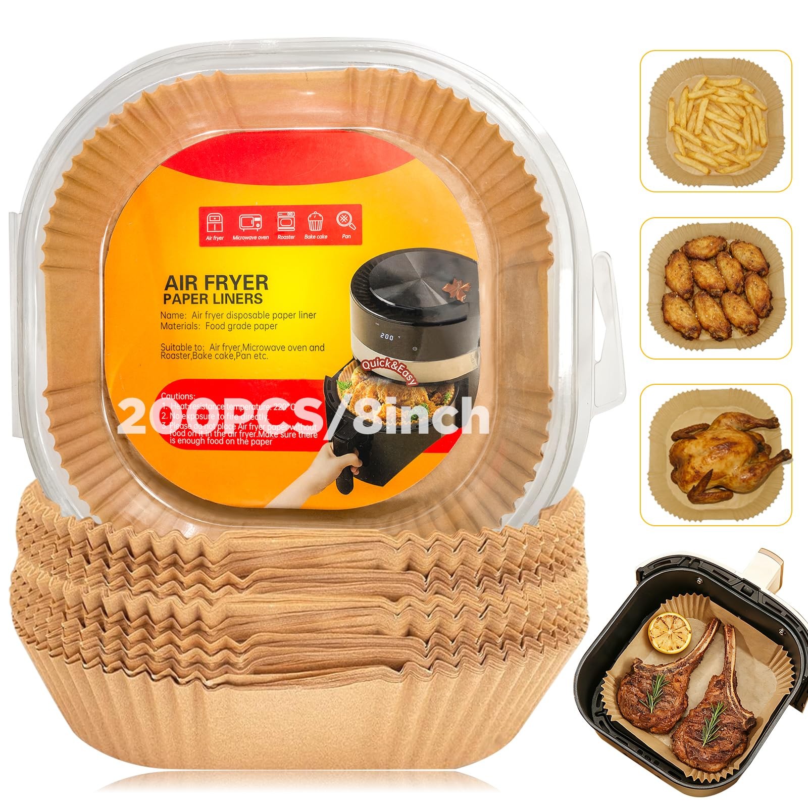 Air Fryer Liners Disposable Paper Liners, Square small, Yellow gallery