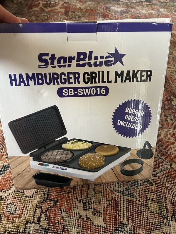 Hamburger Grill Maker by StarBlue with FREE Burger Press and Recipes eBook - gallery