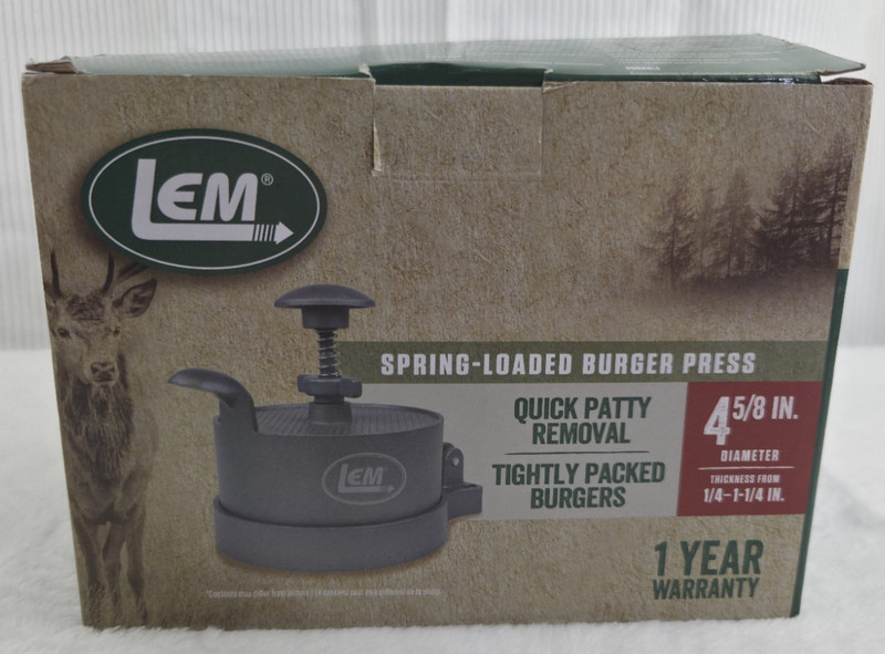 LEM Model# 1261 Spring Loaded Burger Press 4 5/8" Aluminum Patty Maker w/ Box gallery