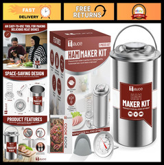 Stainless Steel Meat Press Mold with Thermometer & Silicone Mitts – Deli & Poult