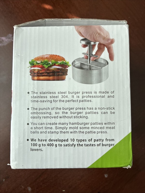 Stainless Steel Adjustable Hamburger Press & Patty Maker Non-Stick Professional gallery