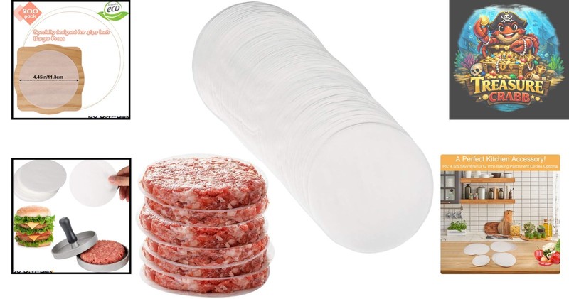 4.5-Inch Food Grade Parchment Rounds - 200 Nonstick Sheets for Burgers & Baking gallery