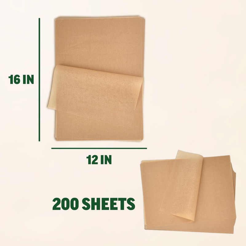 Parchment Paper Sheets 12x16 for Baking - Unbleached 12 x 16 inches, Brown gallery