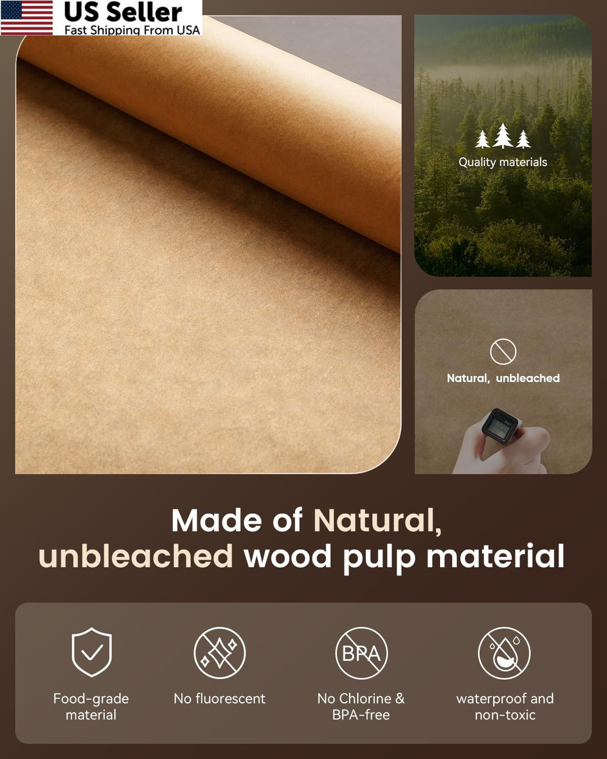 Parchment Paper Sheet 100PCS 9x13 Precut Unbleached Non-Stick Baking Quarter USA gallery