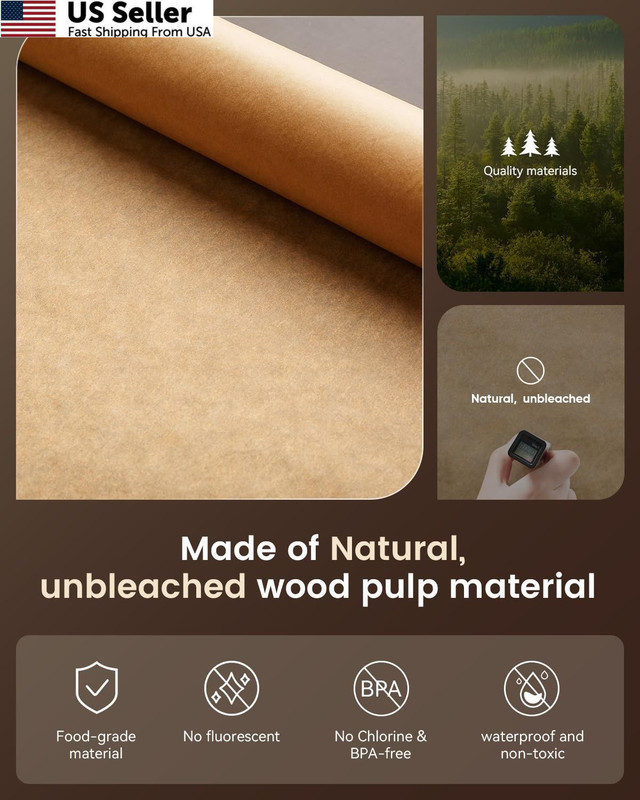 Parchment Paper Sheet 100PCS 9x13 Precut Unbleached Non-Stick Baking Quarter USA gallery