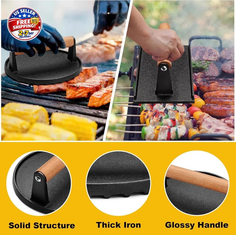 Burger Press, Smash Burger Press for Blackstone Griddle, Heavy Duty Cast Iron Ro gallery